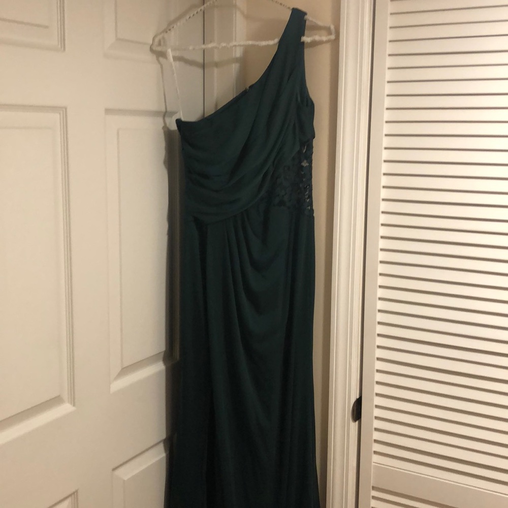 David’s Bridal- One shoulder with Lace- juniper